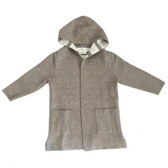 Zara Girls Hooded Open Cardigan Tan Lightweight SZ 6 - Picture 1 of 8